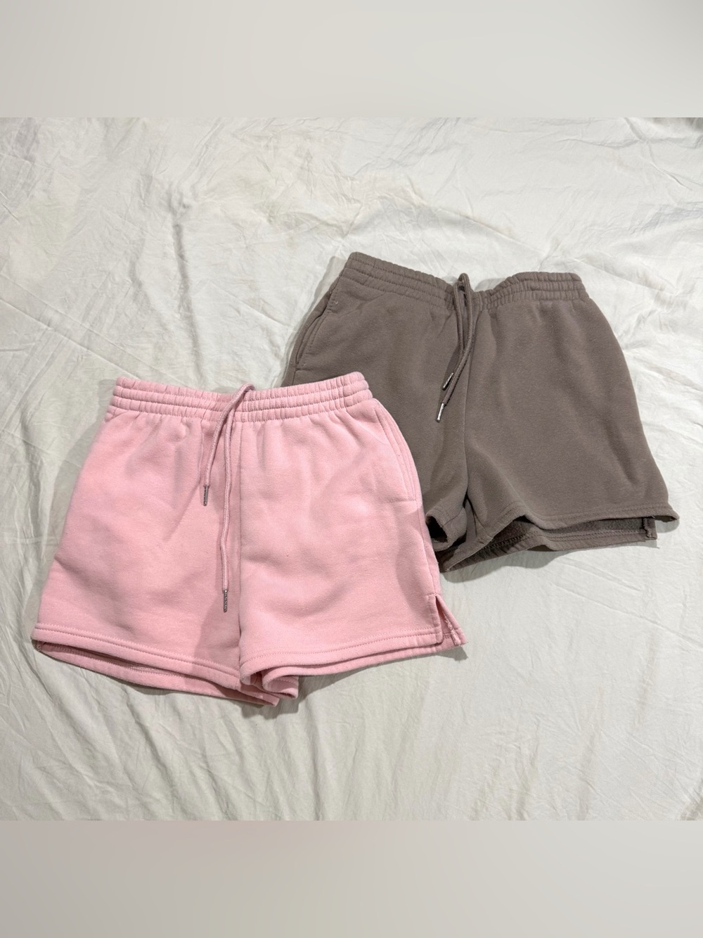 2-piece | Women’s Casual Drawstring Shorts - Pink & Taupe